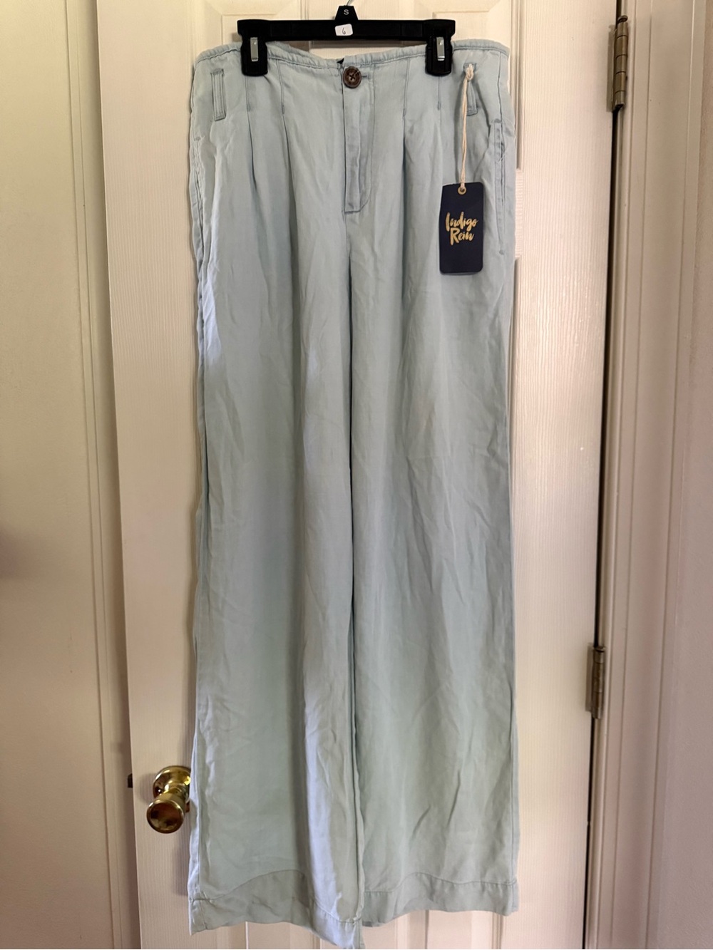 Indigo Rein Pale Blue Wide-Leg Pants